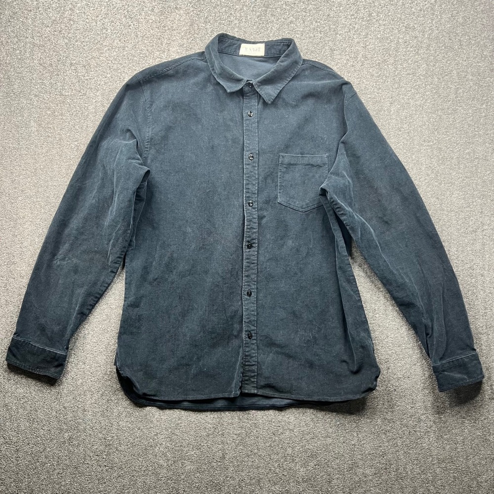 M. Singer Button Down Mens XXL Blue Corduroy Long Sleeve Shirt M010-CRD